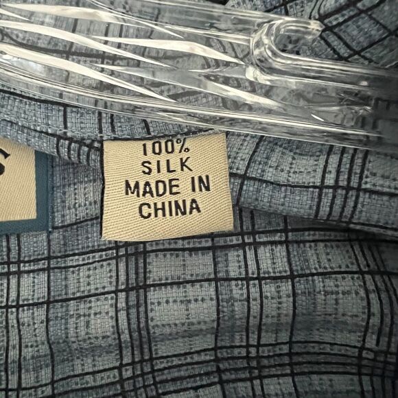 Pussers Island Reserve Shirt Mens Large Aqua Blue Stitched Plaid Silk Camp SS - Picture 6 of 11